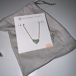 Kendra Scott Ari Gold Pavé Crystal Heart Necklace In Blue NWT & Dust Bag